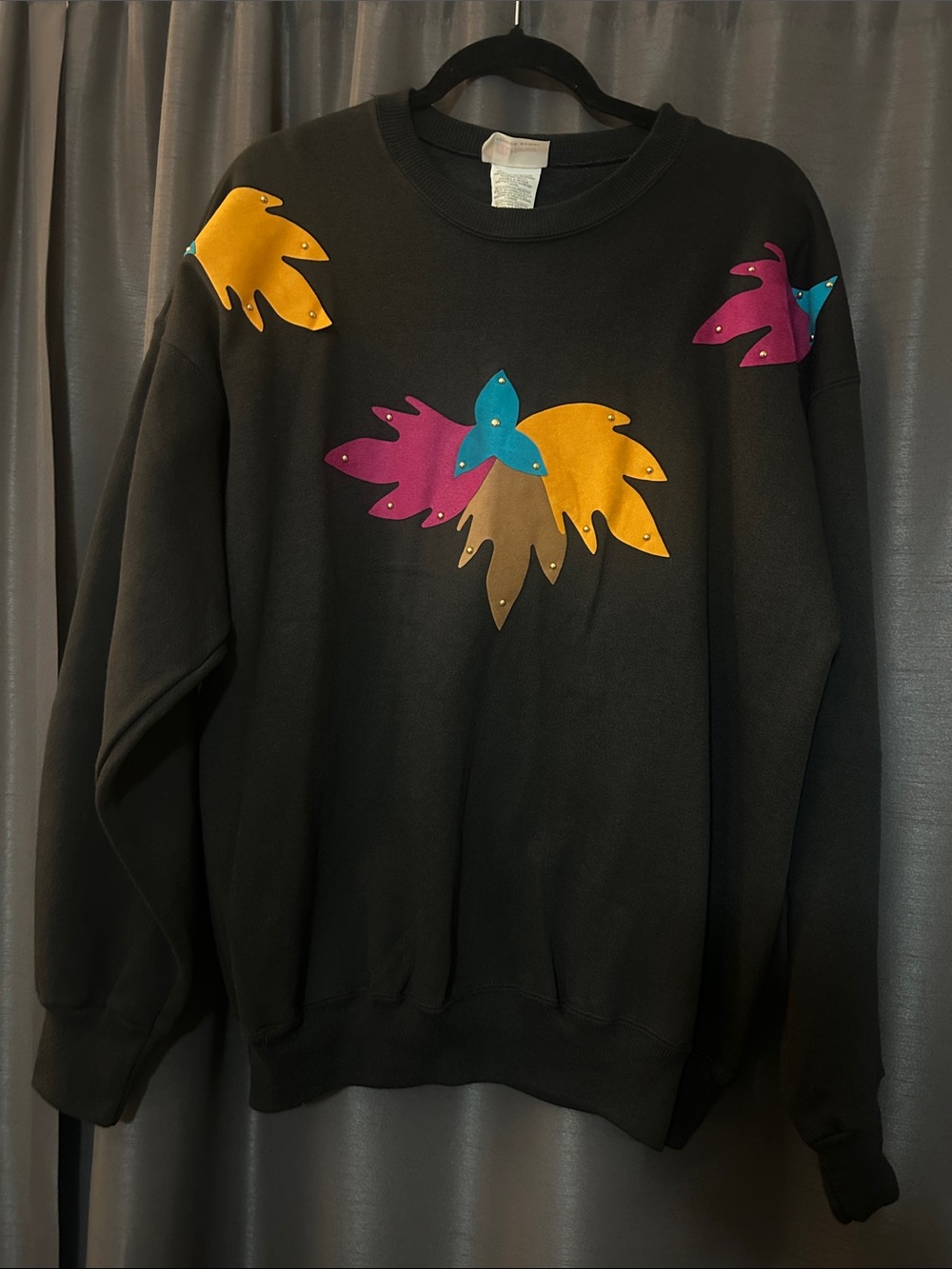 Hanes Black Crewneck Sweatshirt with White Label